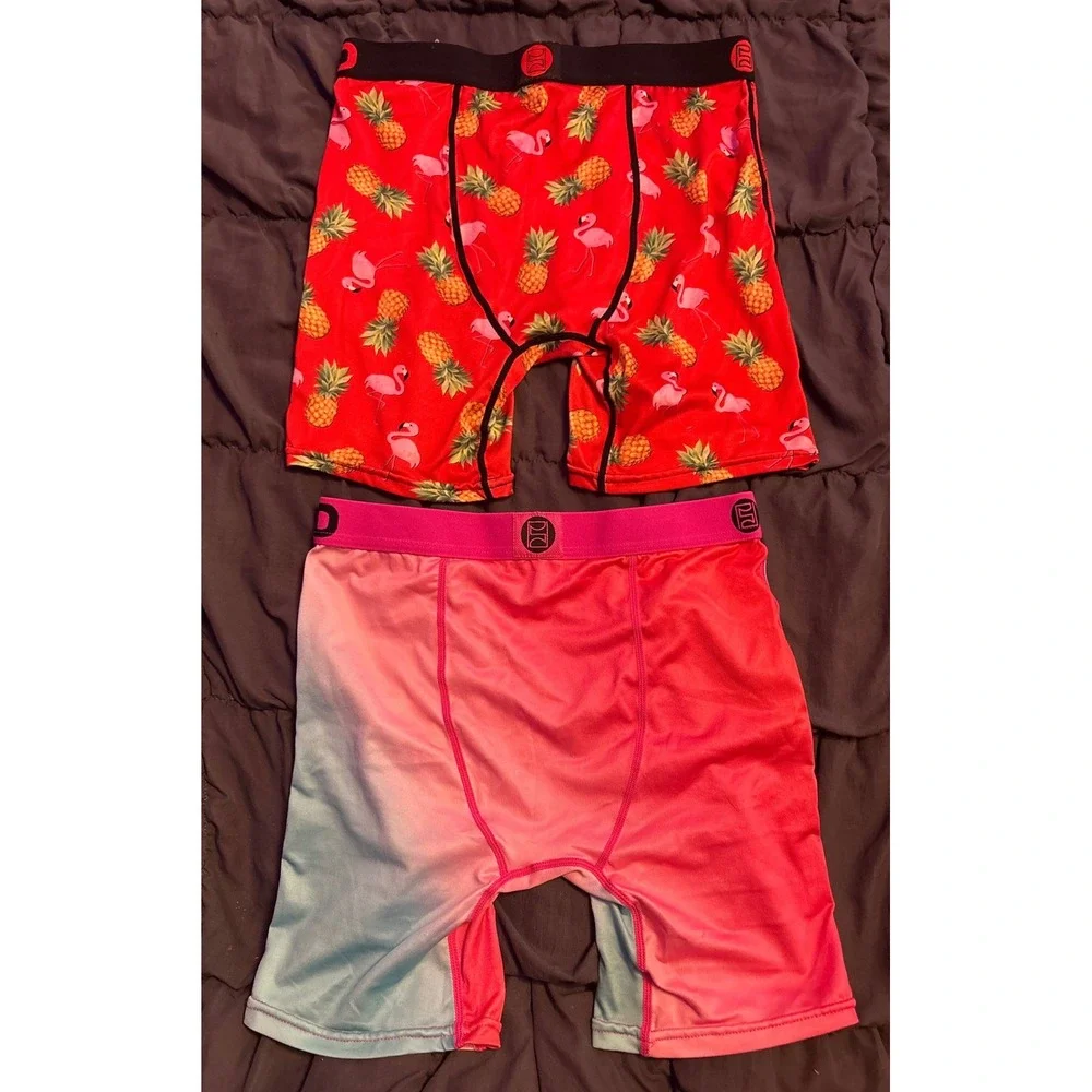 NEW PSD Boys 2 Pack Boxer Briefs Flamingo Pineapple Ombre Size L